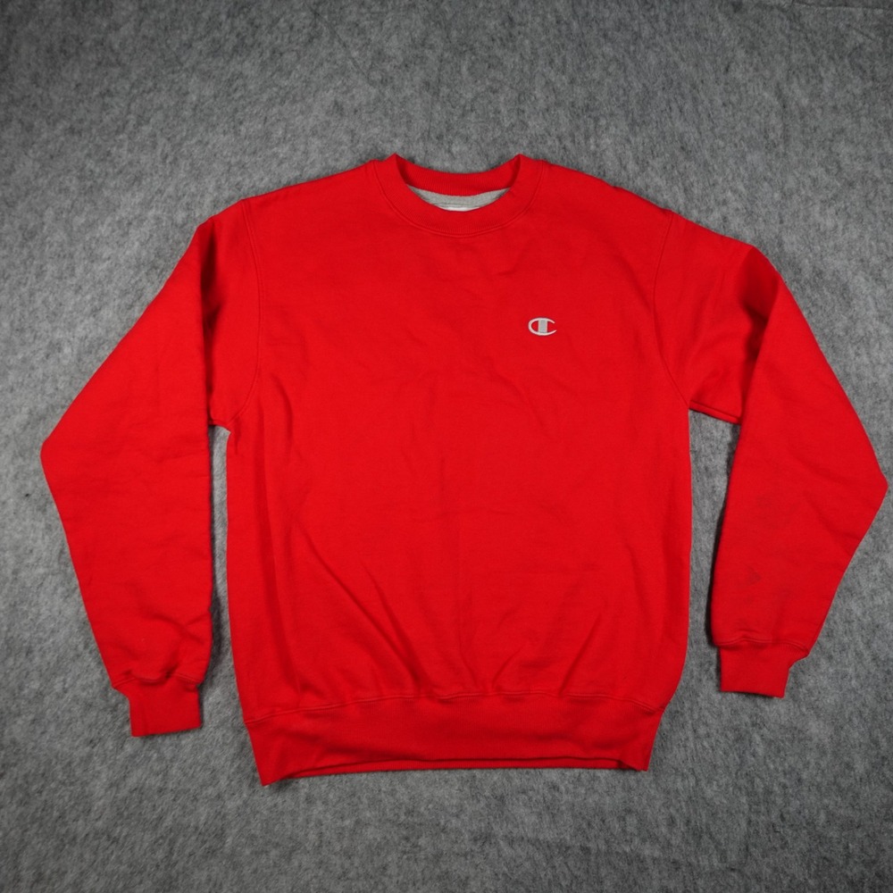 Champion Sweatshirt Mens Medium Red Eco Fleece Crewneck Pullover